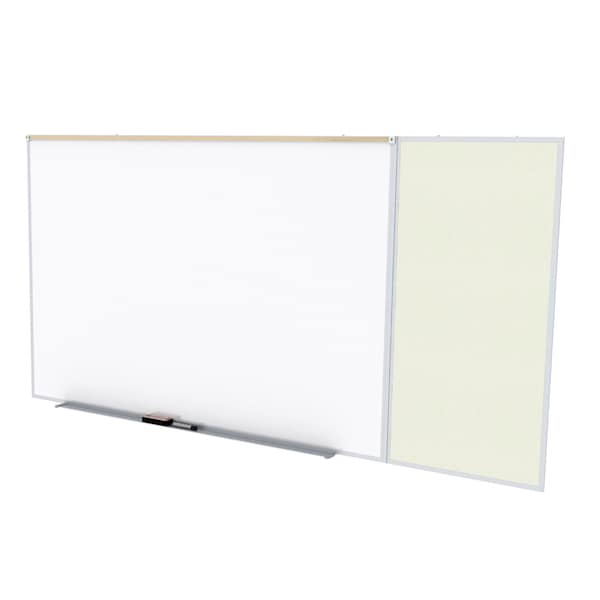 Combo Whiteboard/Bulletin, Mag Por/Vnyl, Styl C, 4 ft H x 10 ft W, Ivory